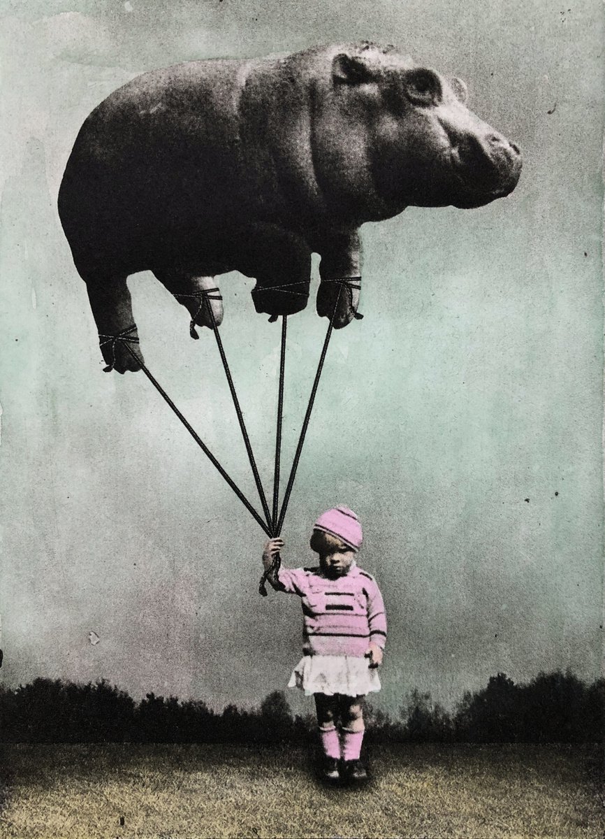 Surrealistic Etchings & Engravings , The Girl And The Balloon - Hand Colored By Jaco Putker, 7 X 10, Artwork For Sale On Artfinder