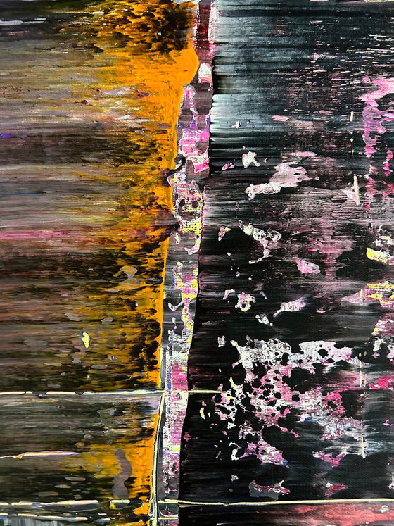 "Ensemble" - Save As A Series - Original PMS Abstract Acrylic Painting Triptych On Canvas - 84" x 36"