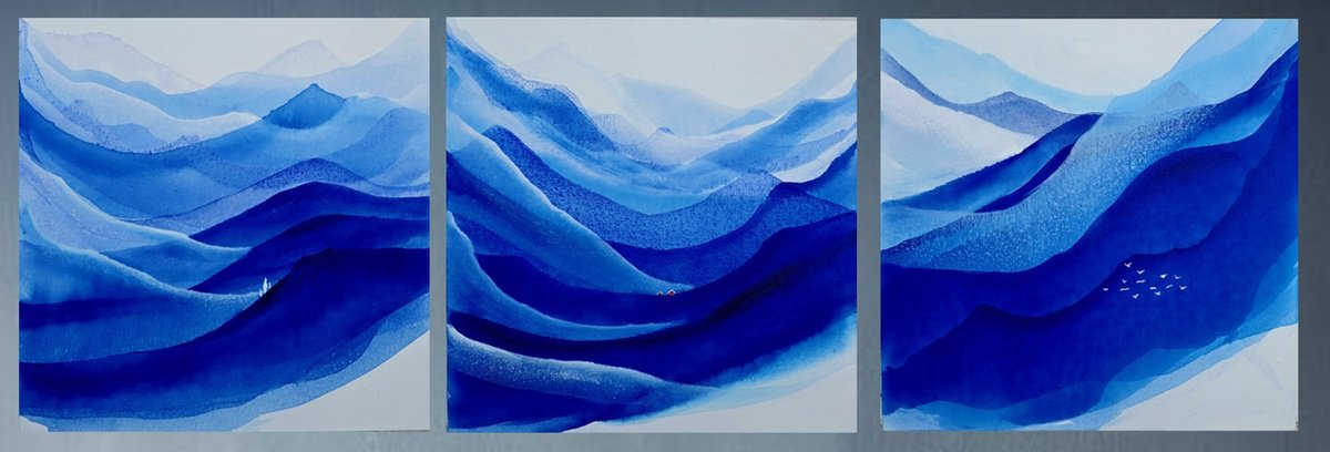 Impressionistic Abstract Acrylic Painting By Danijela Dan, 59 X 20, Tranquility Of Distance, Original Artwork