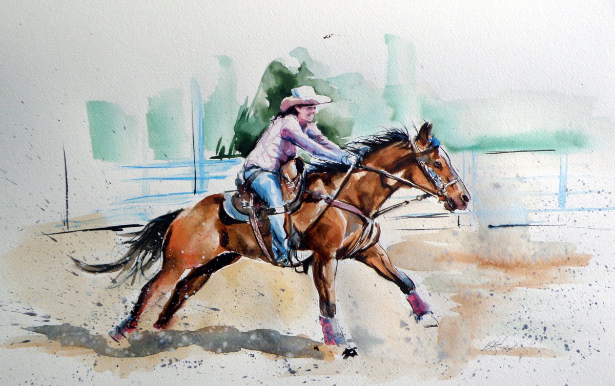 Rider with her horse by Kovacs Anna Brigitta