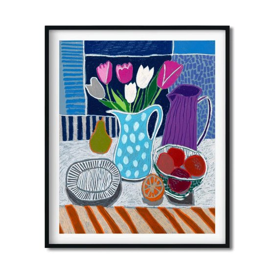 Tulips in Blue Harmony