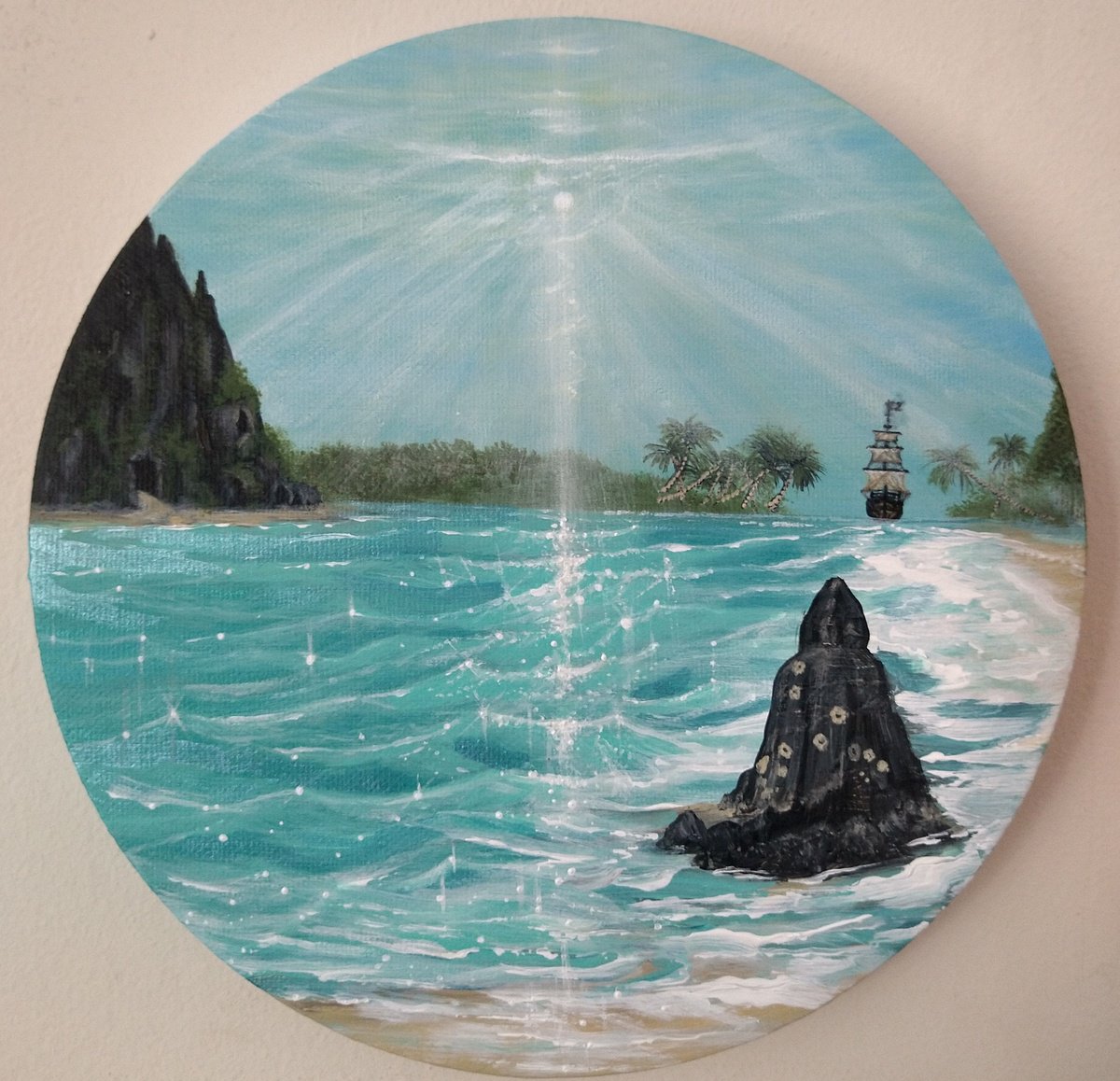 Landscape Acrylic Painting By Zoe Adams, 8 X 8", Pirate Lands. By Zoe Adams., Original Artwork