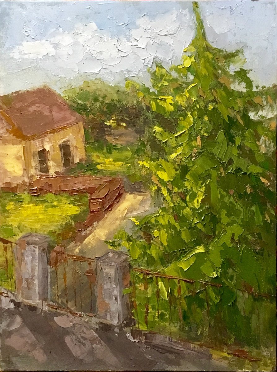 Impressionistic Landscape Oil Painting By Vera Klimova, 12 X 16", Pine, Original Artwork