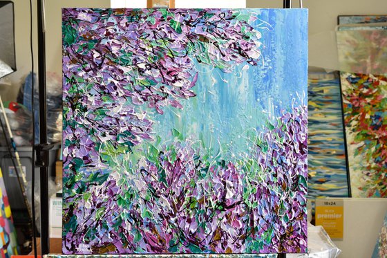 Lilac Season - Textured Spring Flowers Painting on Canvas