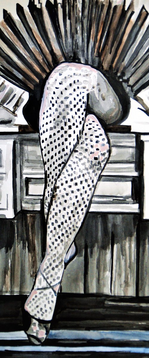 Woman with accordion / 50 x 35 cm by Alexandra Djokic
