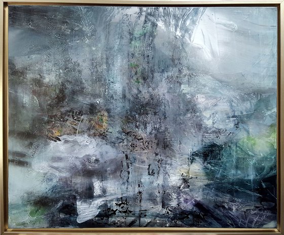 Huge framed diaphane mindscape abstract unique style 126 x 106 cm by O KLOSKA