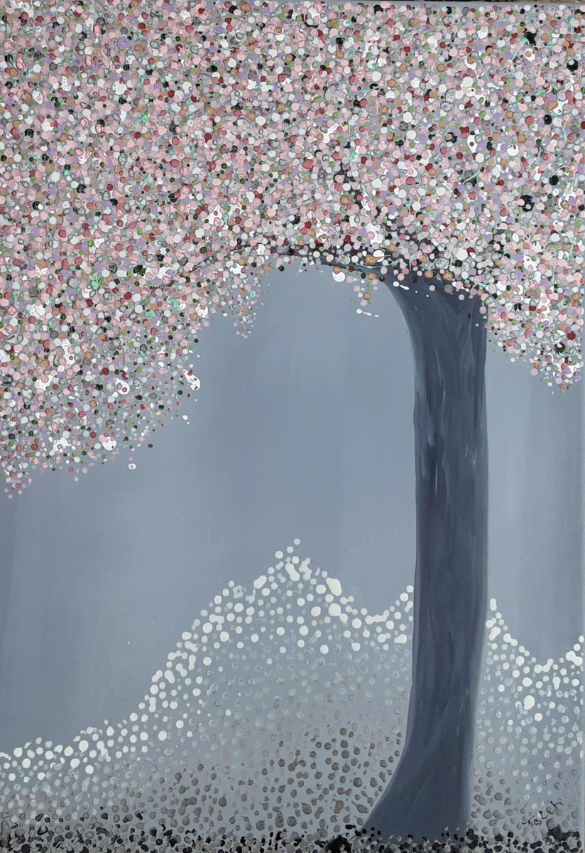 1156 Silver, Grey and Pink tree. by Tateh