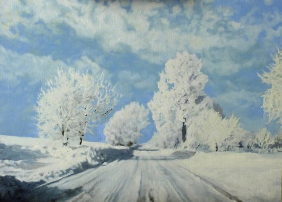 MICHAEL B. SKY, "Colors of Winter 3", original, oil, painting,UNIQUE ITEM