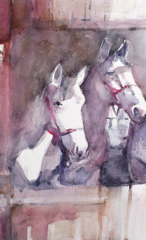 Three horses by Goran Žigolić Watercolors