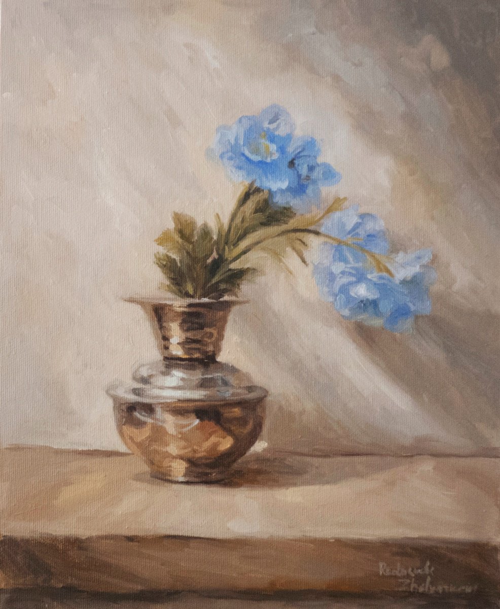 Blue Flowers In A Vase By Radosveta Zhelyazkova, 11 X 14, Artwork For Sale On Artfinder