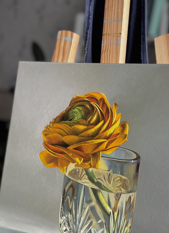 October flower in a glass
