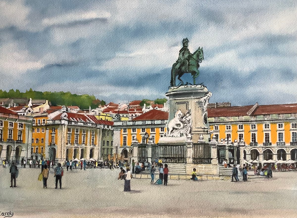 Photorealistic Cityscapes Watercolour By Darren Carey, 15 X 11, Lisbon, Portugal, Original Artwork