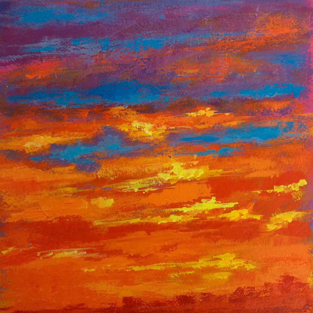 Acrylic Painting , Sunset Iii By Jimmy Leslie, 6 X 6, Artwork For Sale On Artfinder