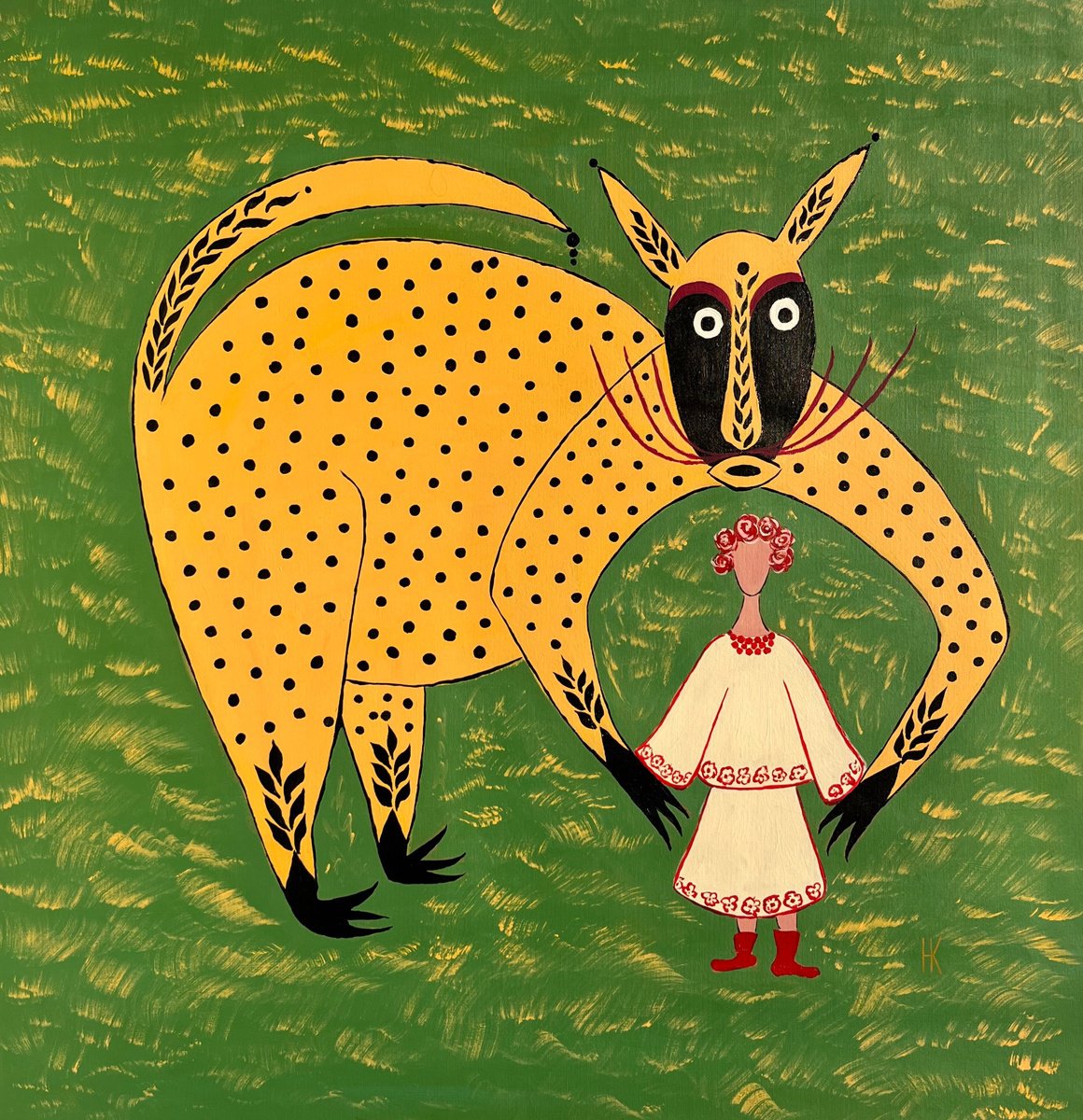  Woman Mystery Animal Painting By Halyna Kirichenko, 35 X 35, Artwork For Sale On Artfinder