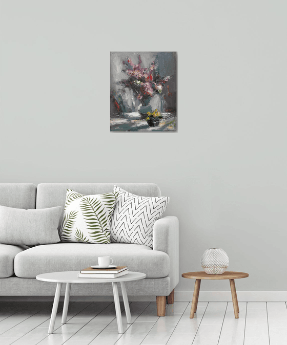 Abstract  lilacs(50x60cm, oil painting, ready to hang)