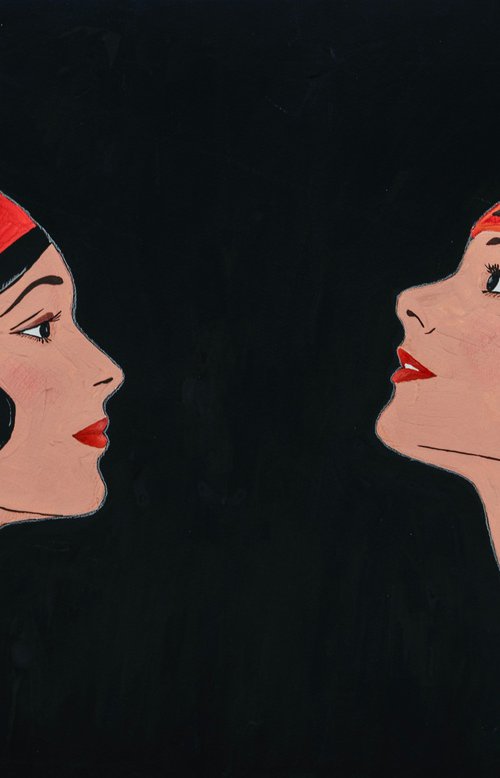 Two Happy Girl in Red by Irina Anis