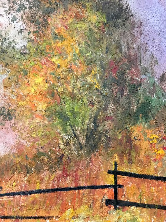 Autumn painting Foggy Paris (80x80cm) Modern Art