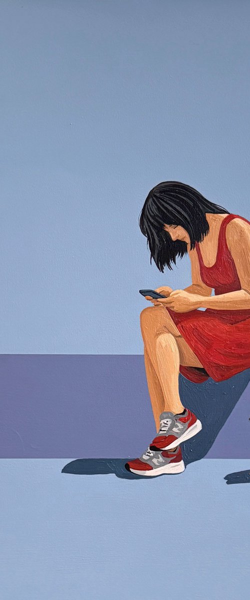 Dog Waiting While You Scroll - Painting by Daria Baklykova