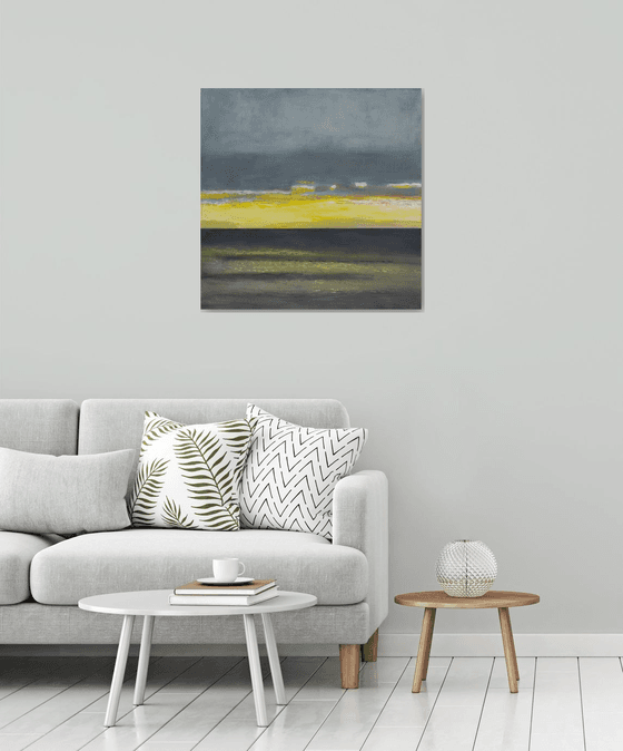 Yellow mood of ocean 30x30 inch 76x76cm by Bo Kravchenko