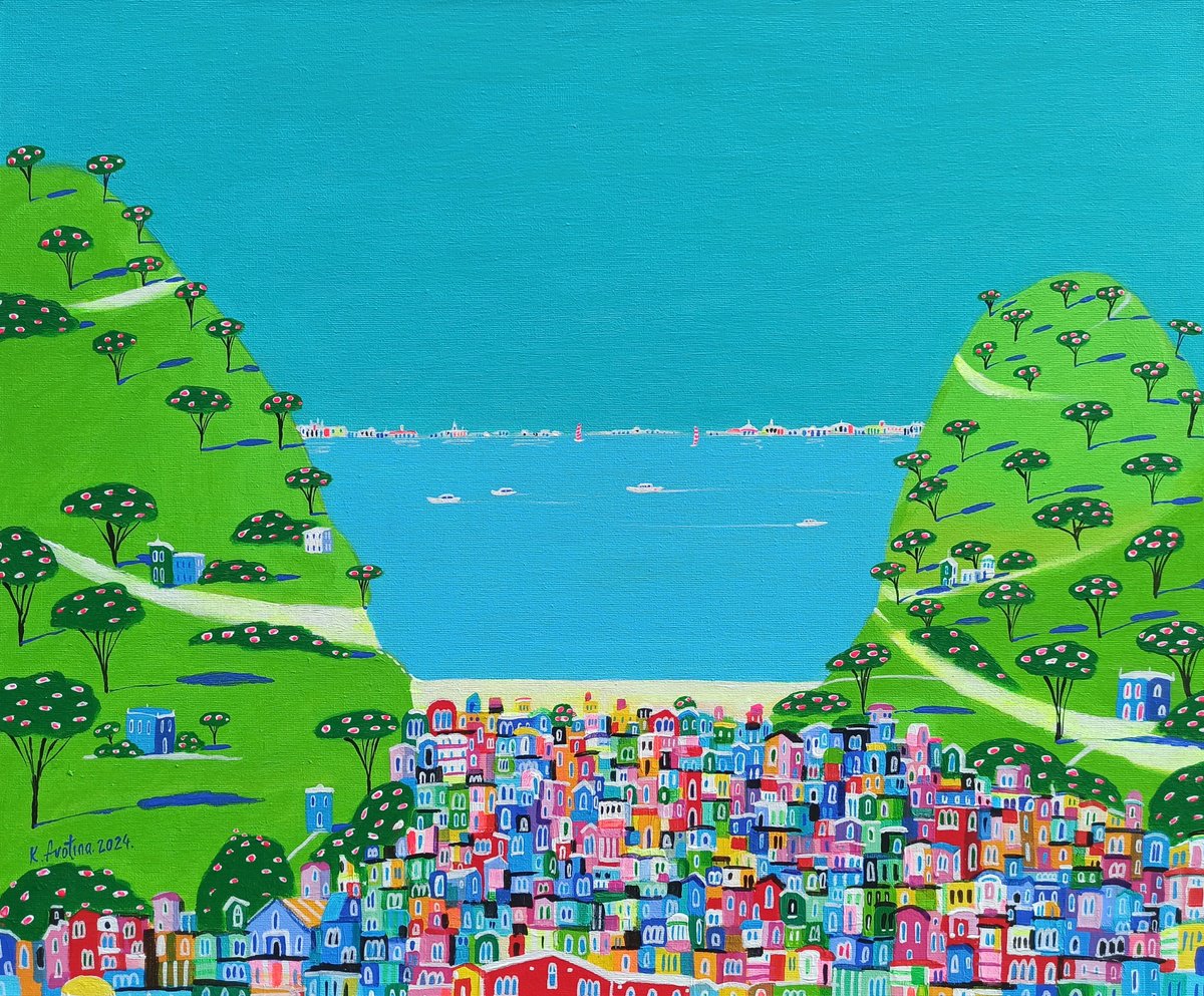 Impressionistic Landscape Acrylic Painting By Katrina Avotina, 24 X 20", A Sense Of Joy, Original Artwork