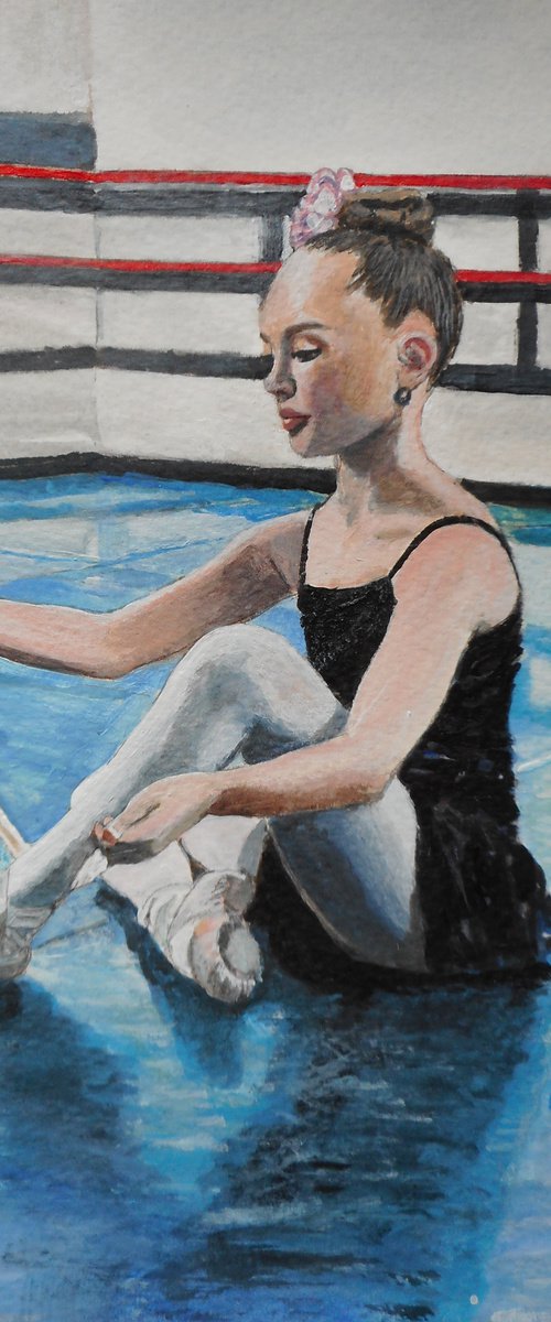 Girl at Ballet class by Margaret Riordan