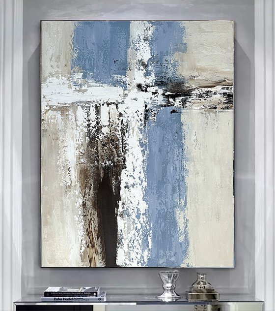 Structured Balance. beige blue grey