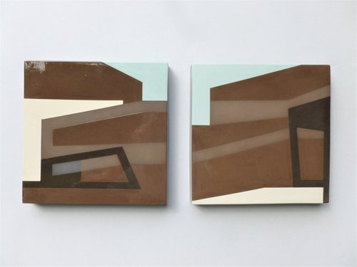 Constructivist landscape II. ( in paar, 2pcs.) by Sandor Somogyi