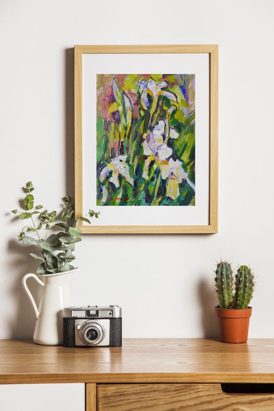 White irises, etude (plein air)