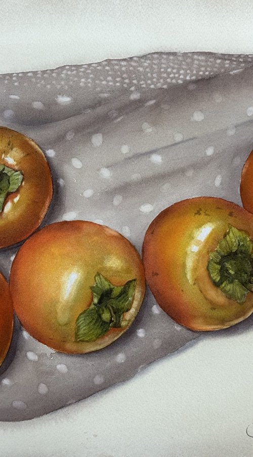 Persimmons still life by Alina Karpova