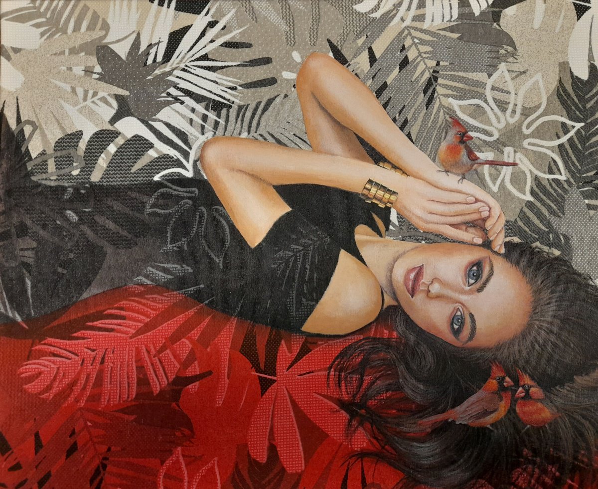 Impressionistic Portrait Acrylic Painting By Zuzana Murenji Domonkos, 22 X 19", Trust (Scarlett), Original Artwork