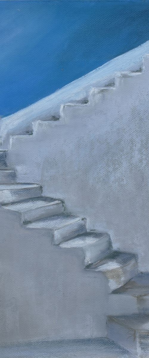 Santorini. Steps in white by Gennadi Belousov