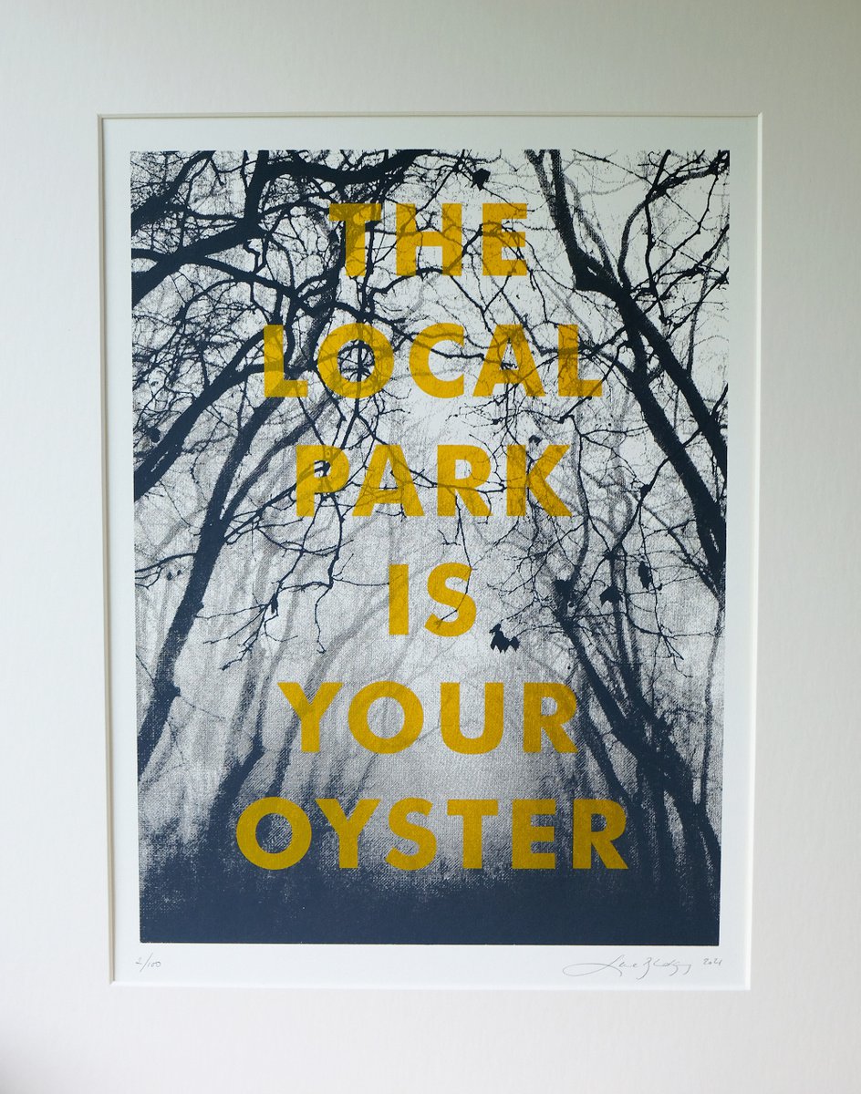 Landscape Screenprint By Lene Bladbjerg, 16 X 20", The Local Park Is Your Oyster, Original Artwork