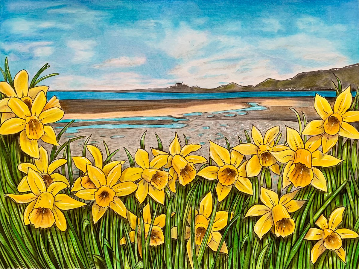Illustrative Painting , Looking Towards Mumbles By Karen Elaine Evans, 17 X 12, Artwork For Sale On Artfinder
