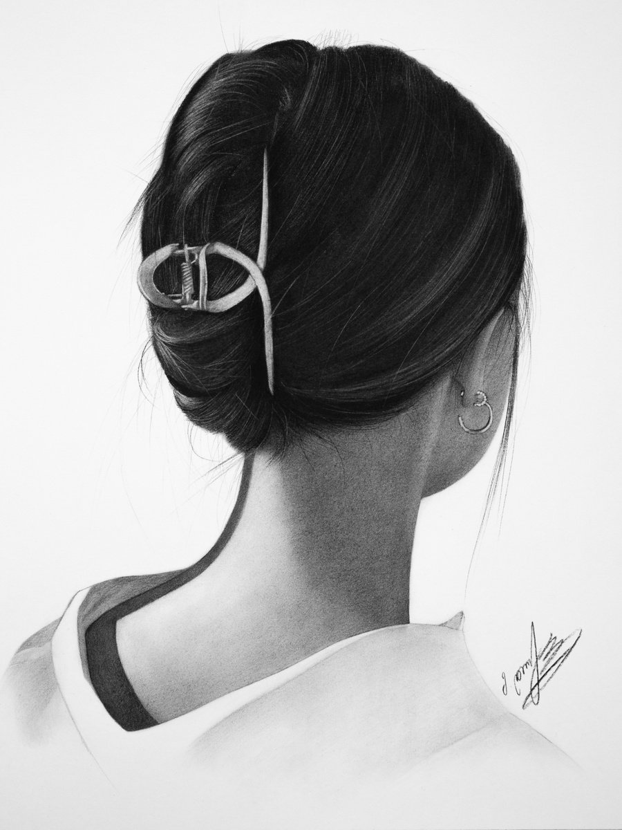 Photorealistic Portrait Charcoal Drawing By Mariam Darchiashvili, 12 X 16", Untitled, Original Artwork