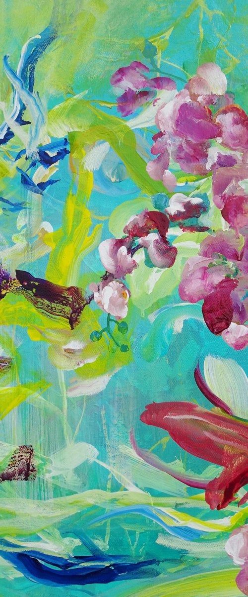 Abstract Orchid #2. Floral Garden Textured Painting. Tropical Flowers Art.2 by Sveta Osborne