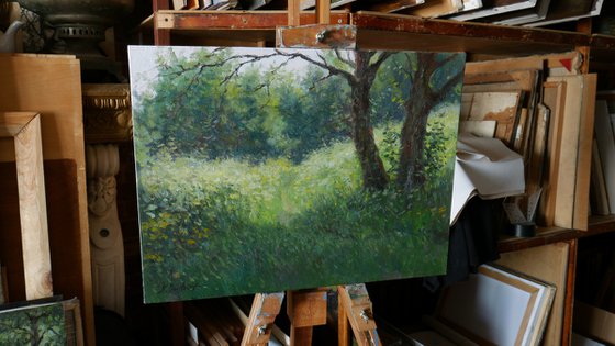 The June Sunny Morning - summer landscape painting