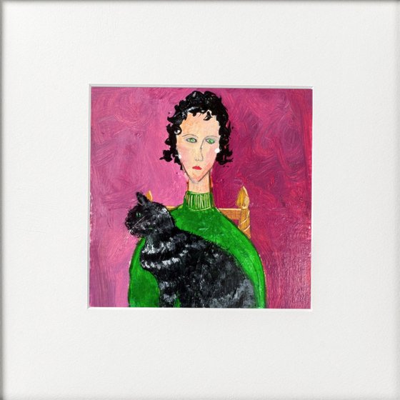 Two women portraits with cats