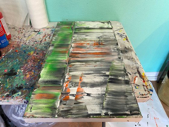 "It's All Goo" - Original PMS Abstract Acrylic Painting On Canvas - 30" x 16"