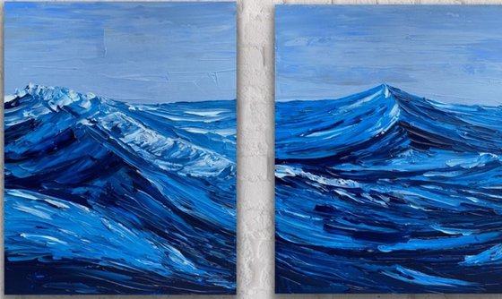 Crushing waves diptych