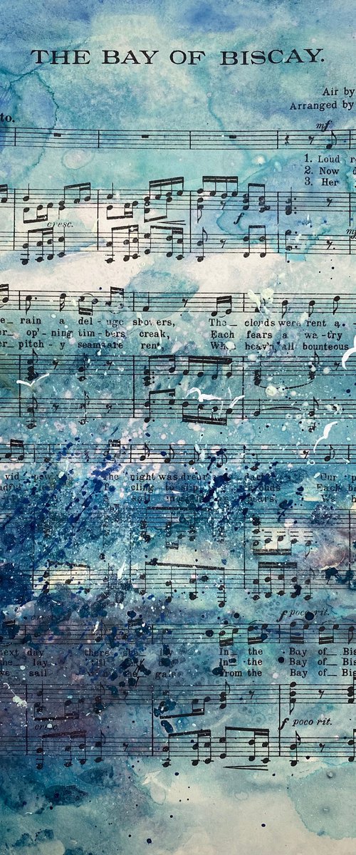 The Bay of Biscay - seascape on sheet music by Teresa Tanner