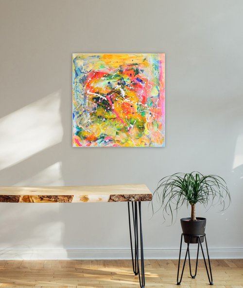 Beach Party 50x50cm / 19" x 19" / colorful abstract painting (2020) by Sebastian Merk