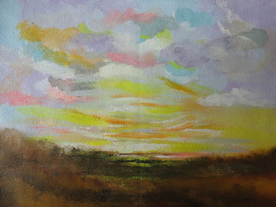 Distant Skies !! Abstract !! Abstract Landscape !! Small Painting !!