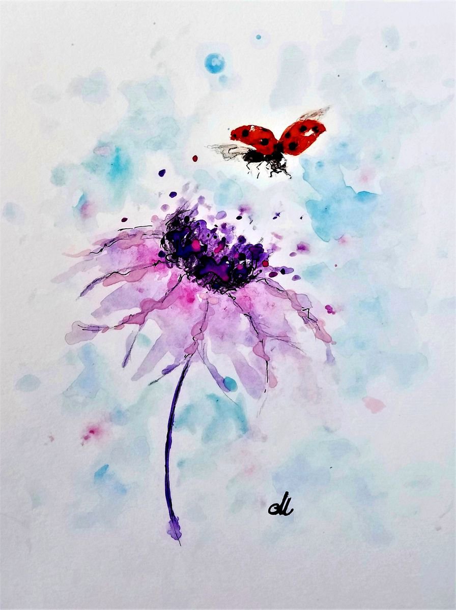 Ladybug love../gift idea/free shipping in USA for any of my artworks by Cristina Mihailescu