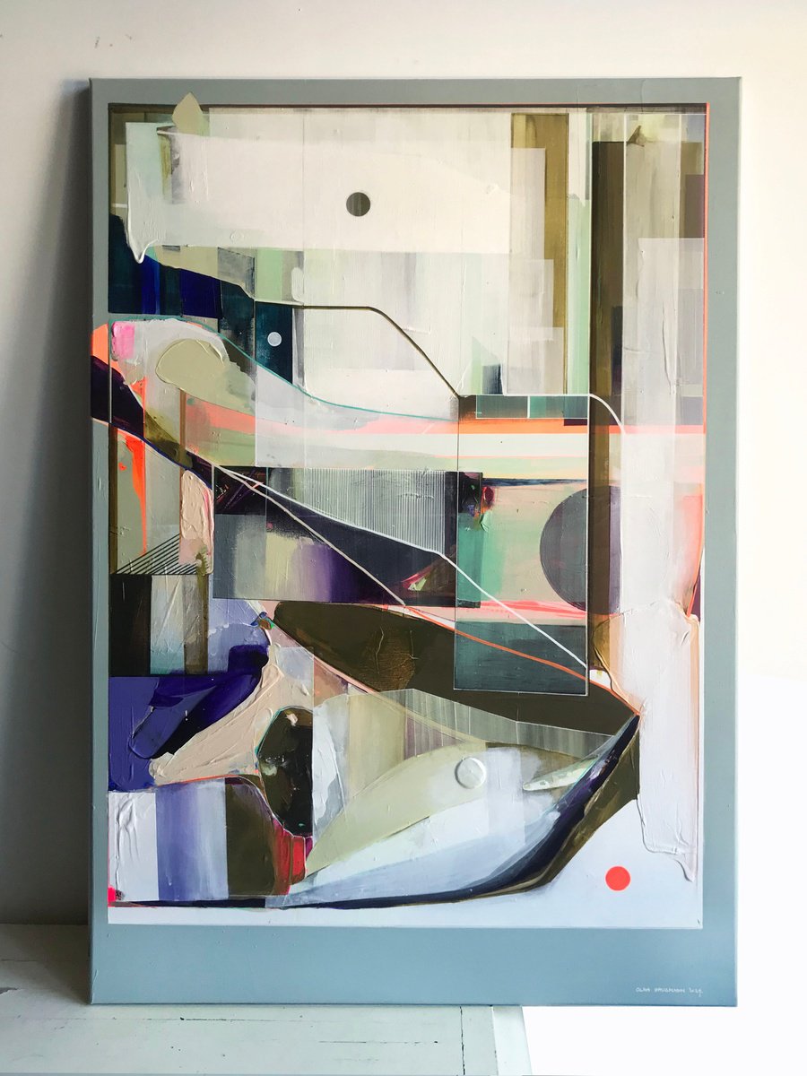 Abstract Acrylic Painting By Olga Hausmann, 28 X 39", Misty, Original Artwork