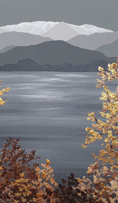 Golden trees on Ullswater, The Lake District by Sam Martin