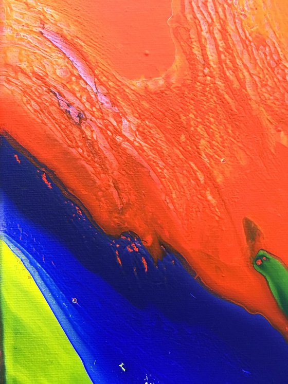 "Swimming In The Fluorescent Future" - FREE USA SHIPPING - Original Abstract PMS Acrylic Painting - 16 x 20 inches