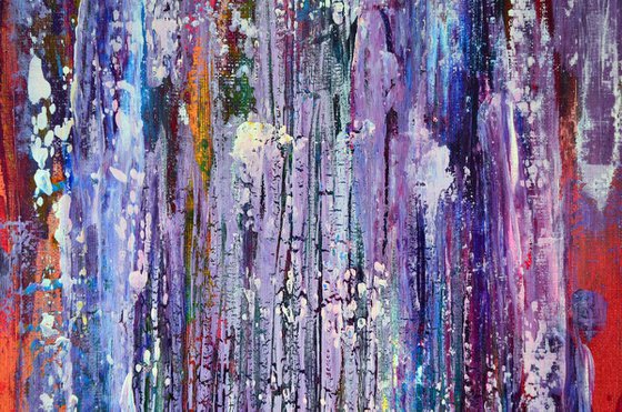 Ultra Violet Rain - Abstract Home Decor Art  On The Long Deep Edge Canvas Ready To Hang