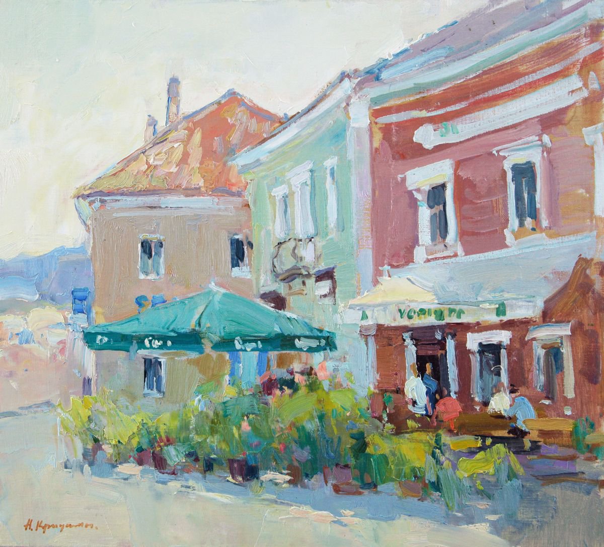Impressionistic Landscape Oil Painting By Aleksandr Kryushyn, 22 X 20, Summer Afternoon. Aigen, Original Artwork