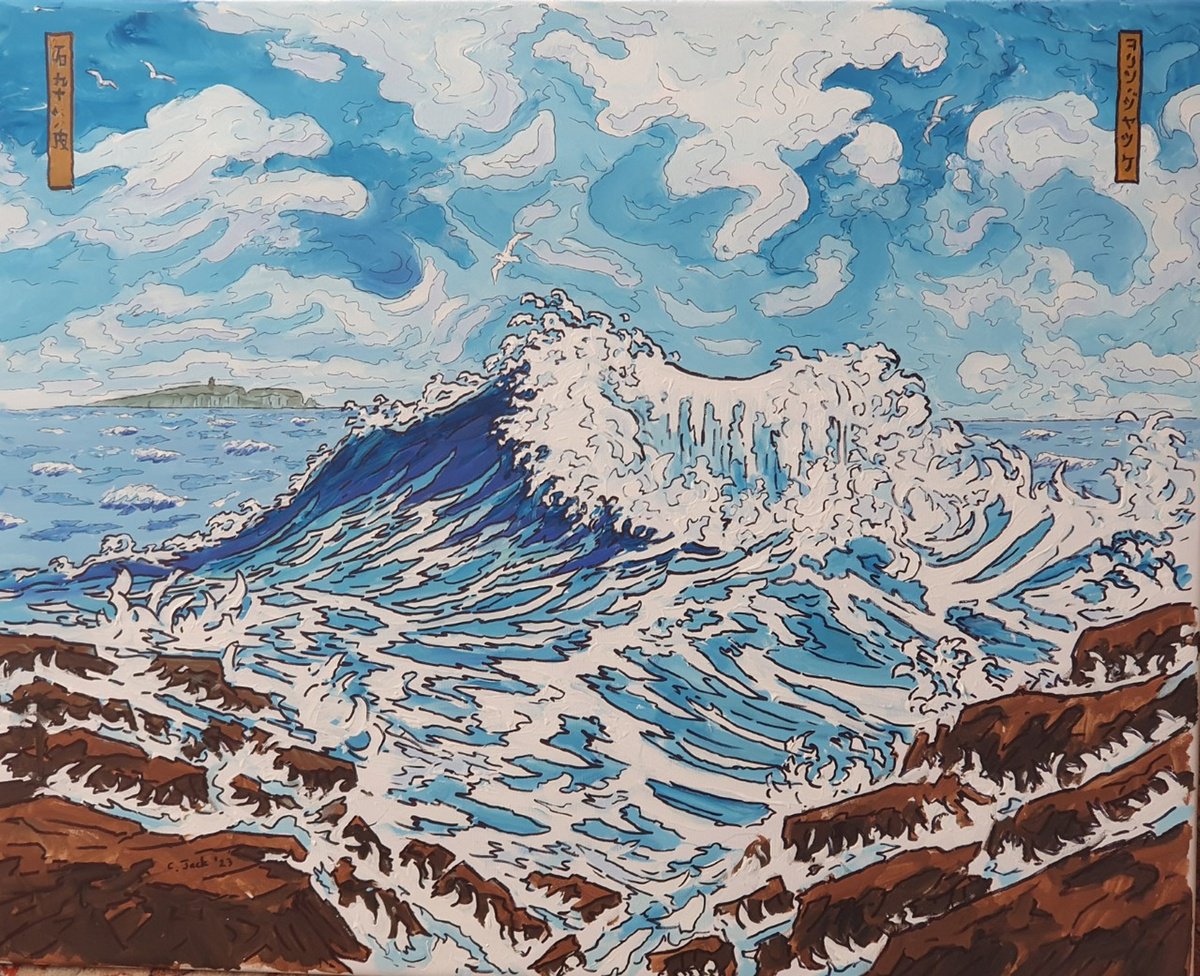 Landscape Acrylic Painting By Colin Ross Jack, 30 X 24, Seascape Lxxx!, Original Artwork