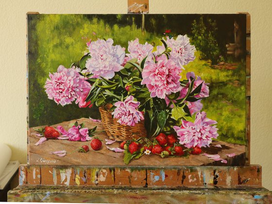 Peonies and Strawberries